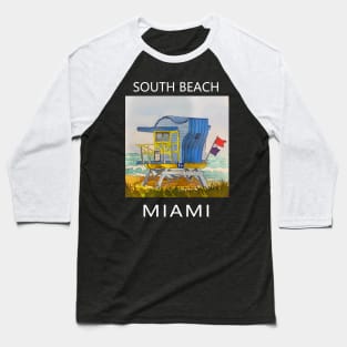 South Beach Lifeguard Tower in Miami Florida - Welshdesigns Baseball T-Shirt